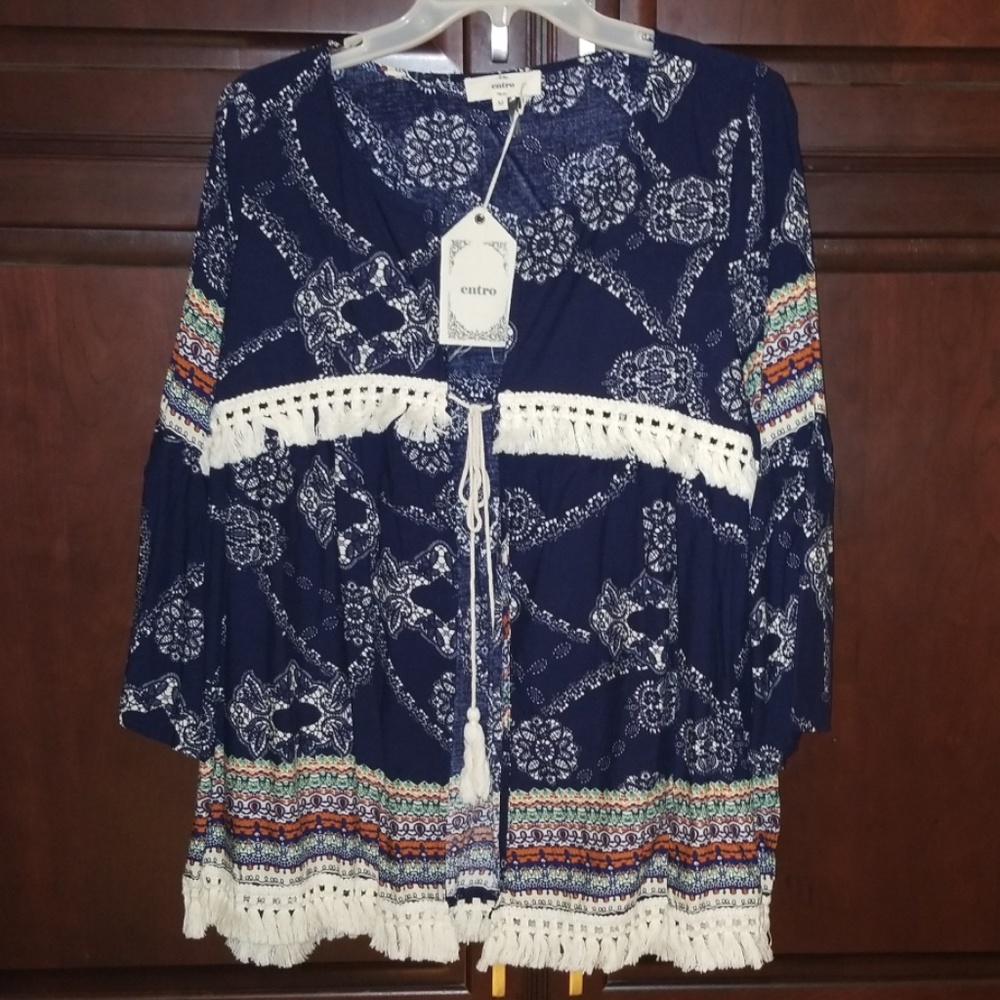 Beautiful tie blouse cardigan almost